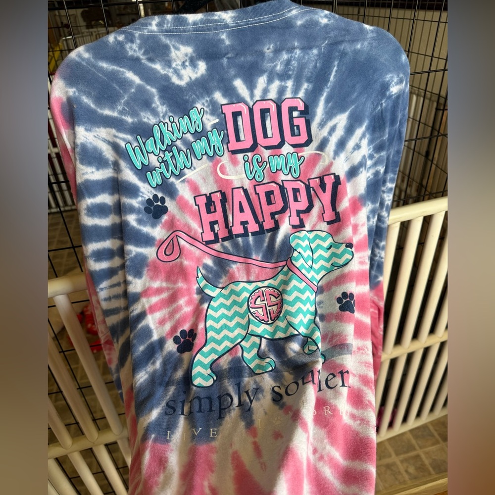 Simply Southern Tie-Dye Dog Lover T-Shirt - Blue and Pink